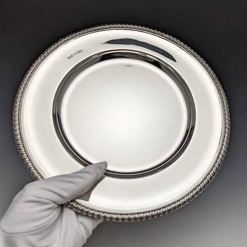 1928年 英国ヴィンテージ 純銀(925シルバー)ディナープレート 直径23.5cm 496g Walker&Hall